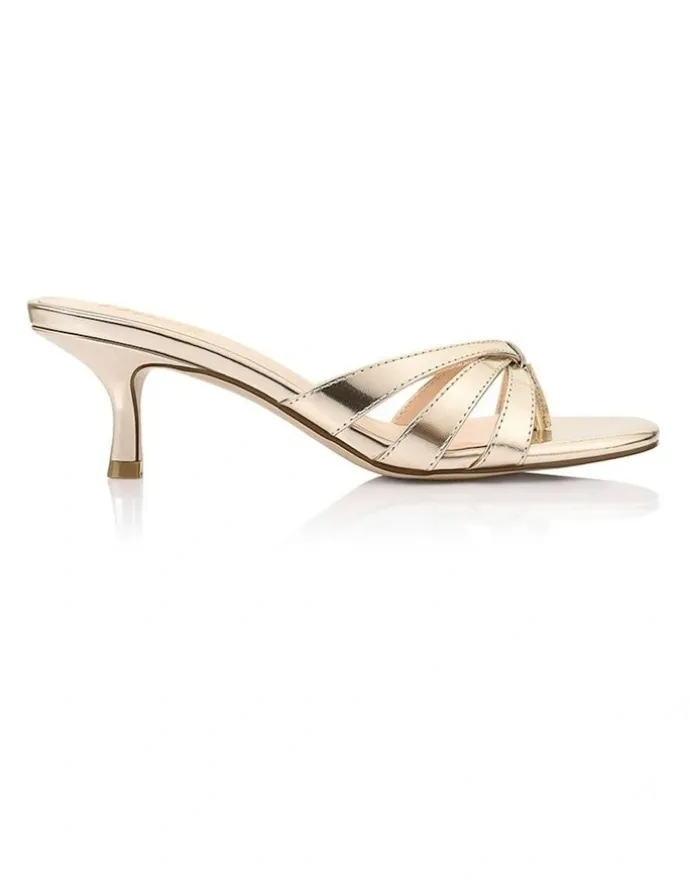 Verali Beau Kitten Heel Thongs in Champagne Gold