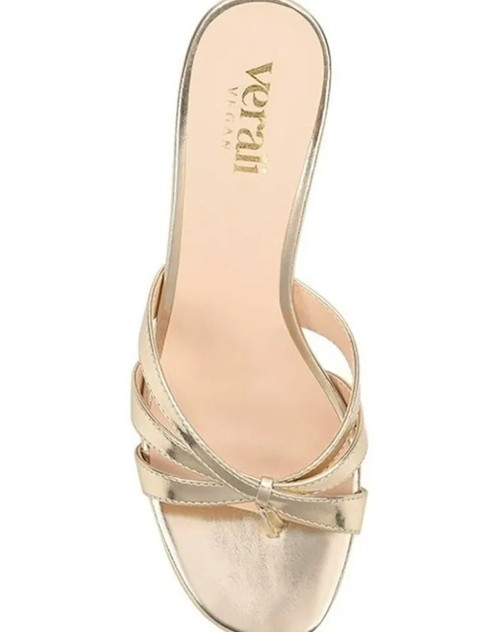 Verali Beau Kitten Heel Thongs in Champagne Gold