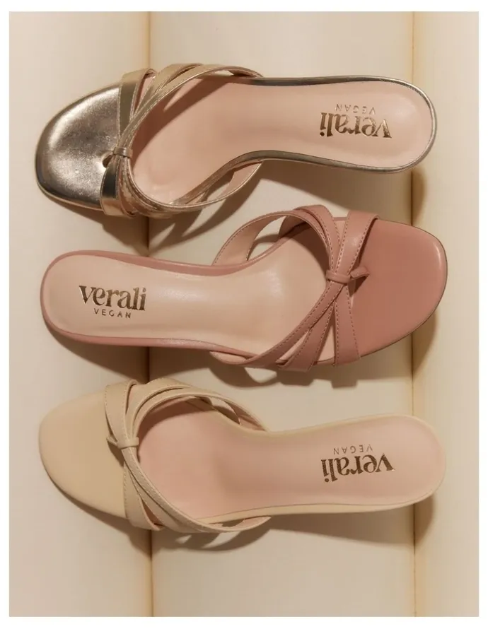 Verali Beau Kitten Heel Thongs in Champagne Gold