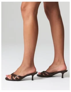 Verali Beau Kitten Heel Thongs in Chocolate Brown