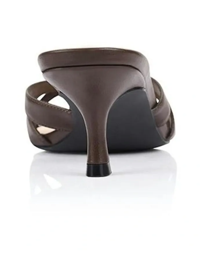 Verali Beau Kitten Heel Thongs in Chocolate Brown