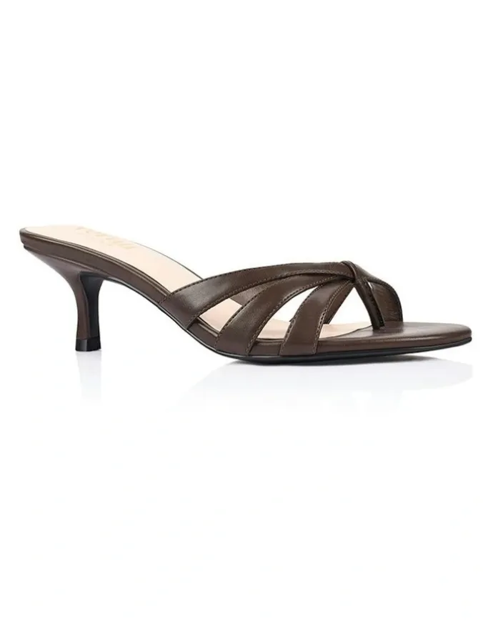 Verali Beau Kitten Heel Thongs in Chocolate Brown