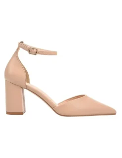 Verali Eli Closed Toe Block Heels in Nude