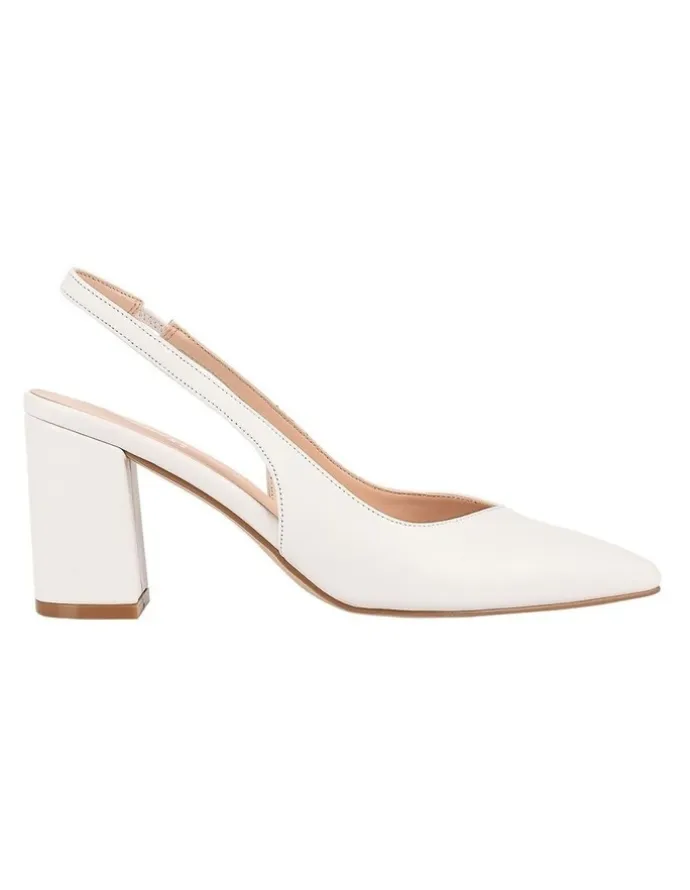 Verali Elisha Slingback Block Heels in Chalk White