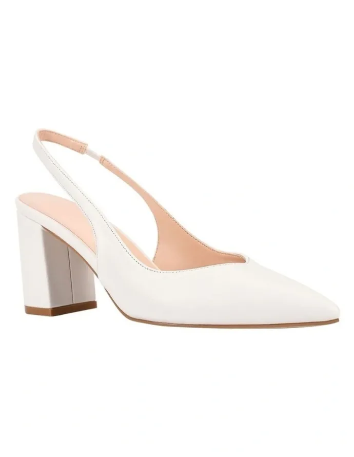 Verali Elisha Slingback Block Heels in Chalk White