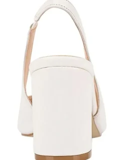 Verali Elisha Slingback Block Heels in Chalk White