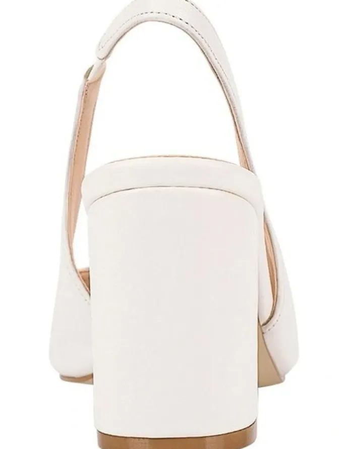 Verali Elisha Slingback Block Heels in Chalk White