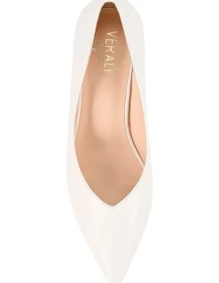 Verali Elliot Block Heel Pumps in Chalk White