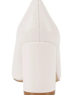 Verali Elliot Block Heel Pumps in Chalk White