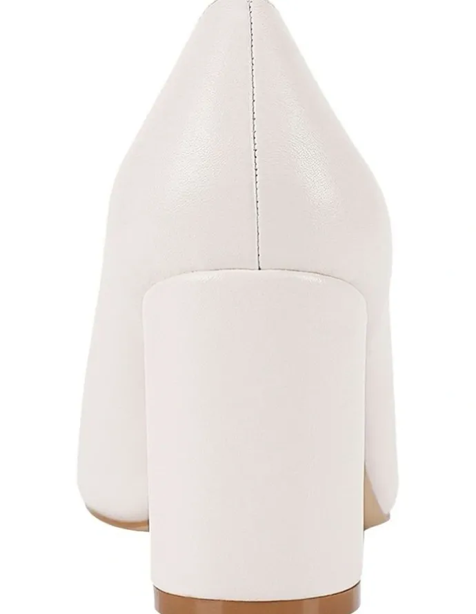 Verali Elliot Block Heel Pumps in Chalk White