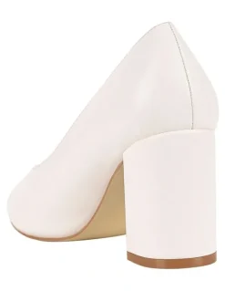 Verali Elliot Block Heel Pumps in Chalk White