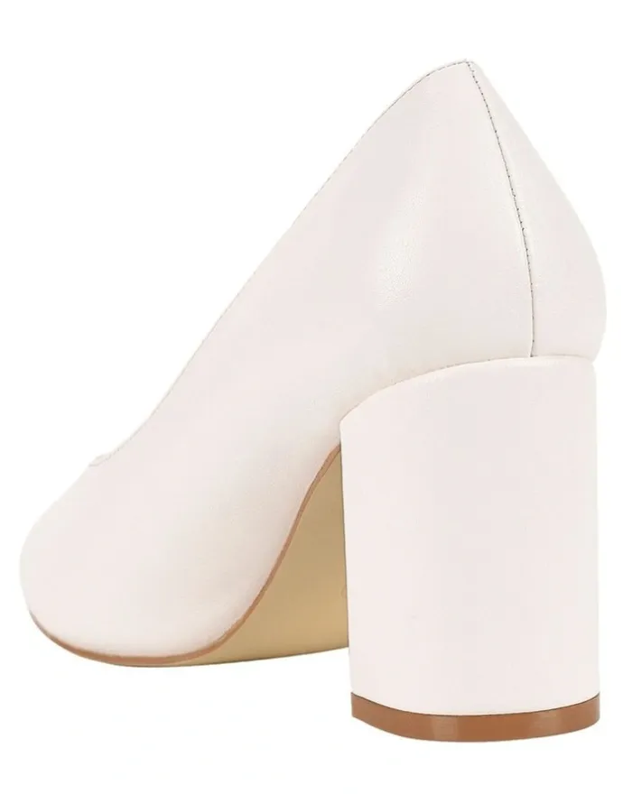 Verali Elliot Block Heel Pumps in Chalk White