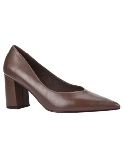 Verali Elliot Block Heel Pumps in Brown
