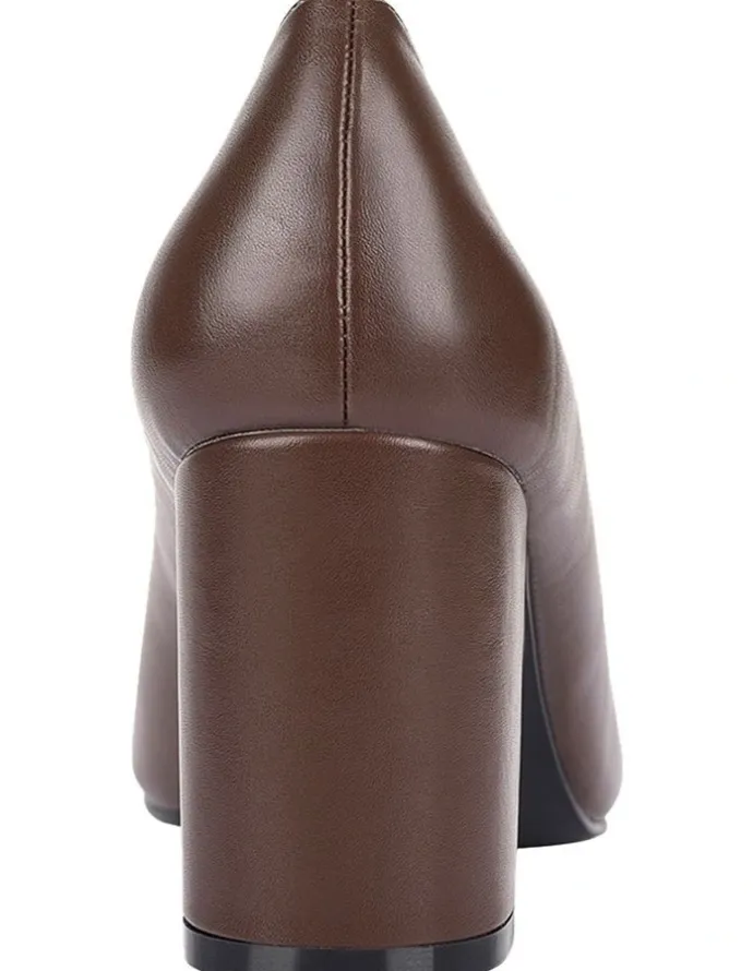 Verali Elliot Block Heel Pumps in Brown
