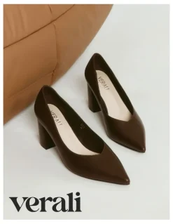 Verali Elliot Block Heel Pumps in Brown