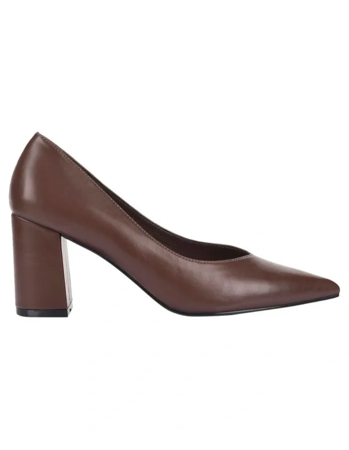 Verali Elliot Block Heel Pumps in Brown