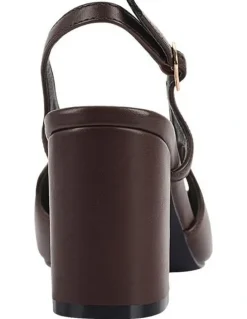 Verali Elton Slingback Block Heels in Chocolate Brown