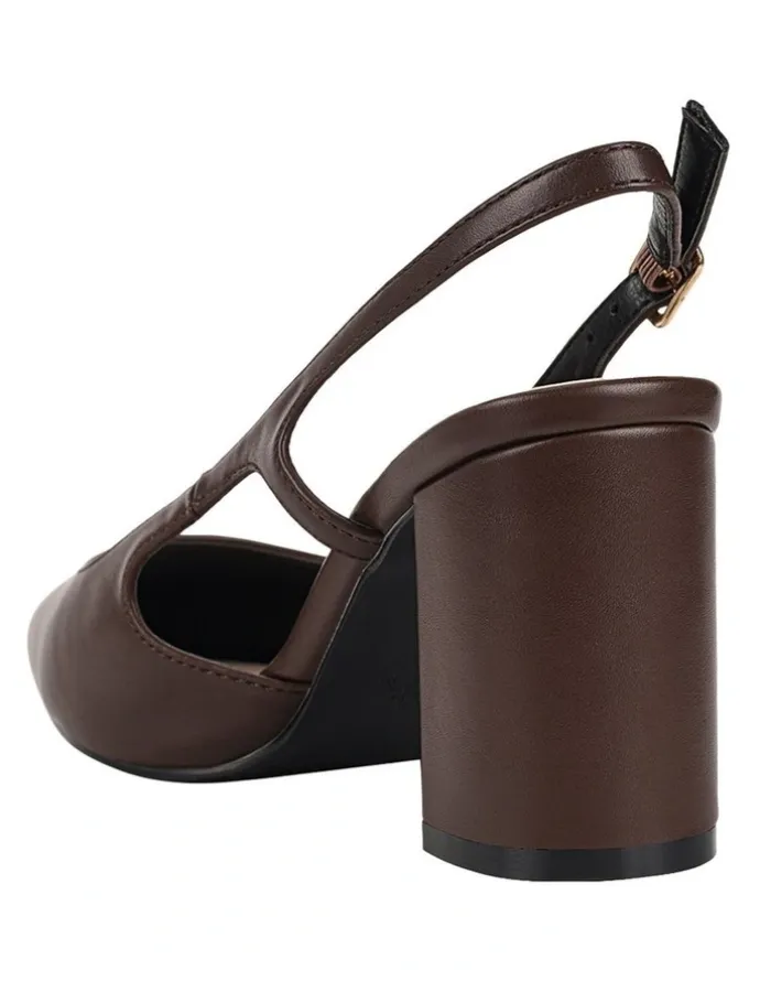 Verali Elton Slingback Block Heels in Chocolate Brown