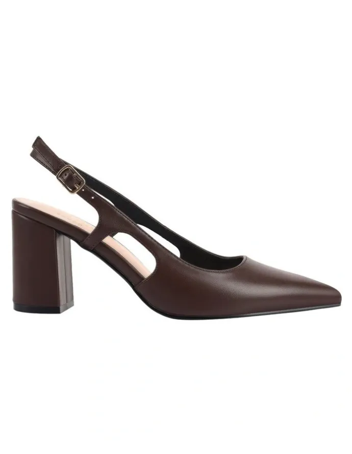 Verali Elton Slingback Block Heels in Chocolate Brown