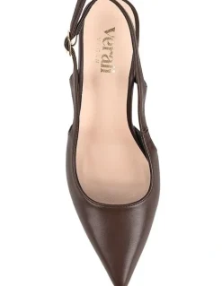 Verali Elton Slingback Block Heels in Chocolate Brown