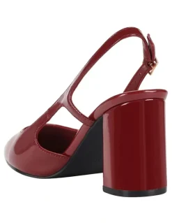 Verali Elton Slingback Block Heels in Wine Patent