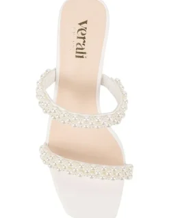 Verali Gigi Block Heel Mules in Chalk White Pearl
