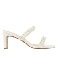 Verali Gigi Block Heel Mules in Chalk White Pearl