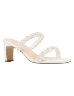 Verali Gigi Block Heel Mules in Chalk White Pearl