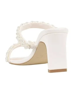 Verali Gigi Block Heel Mules in Chalk White Pearl