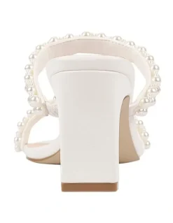 Verali Gigi Block Heel Mules in Chalk White Pearl