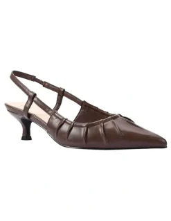Verali Lucius Slingback Kitten Heels in Chocolate Brown