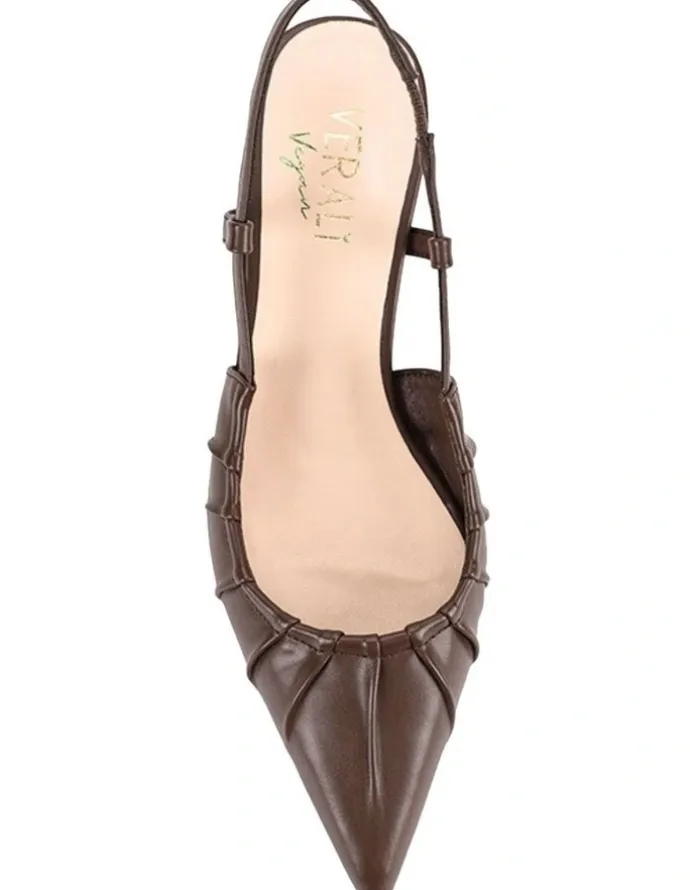 Verali Lucius Slingback Kitten Heels in Chocolate Brown