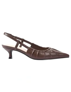 Verali Lucius Slingback Kitten Heels in Chocolate Brown
