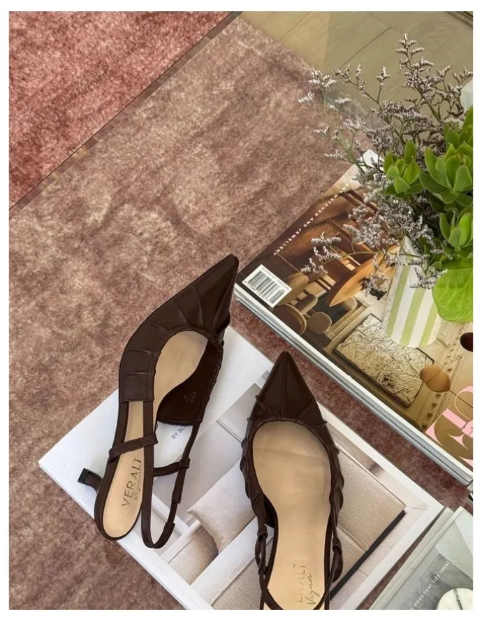 Verali Lucius Slingback Kitten Heels in Chocolate Brown