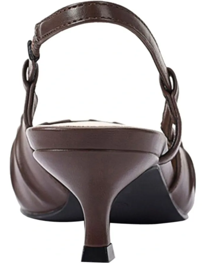 Verali Lucius Slingback Kitten Heels in Chocolate Brown