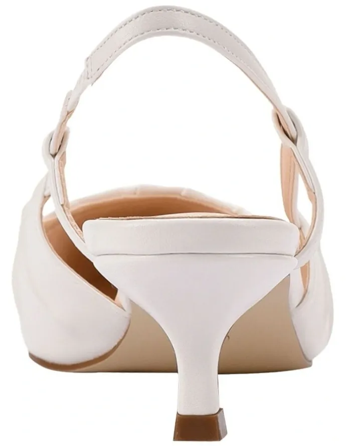 Verali Lucius Slingback Kitten Heels in Chalk White