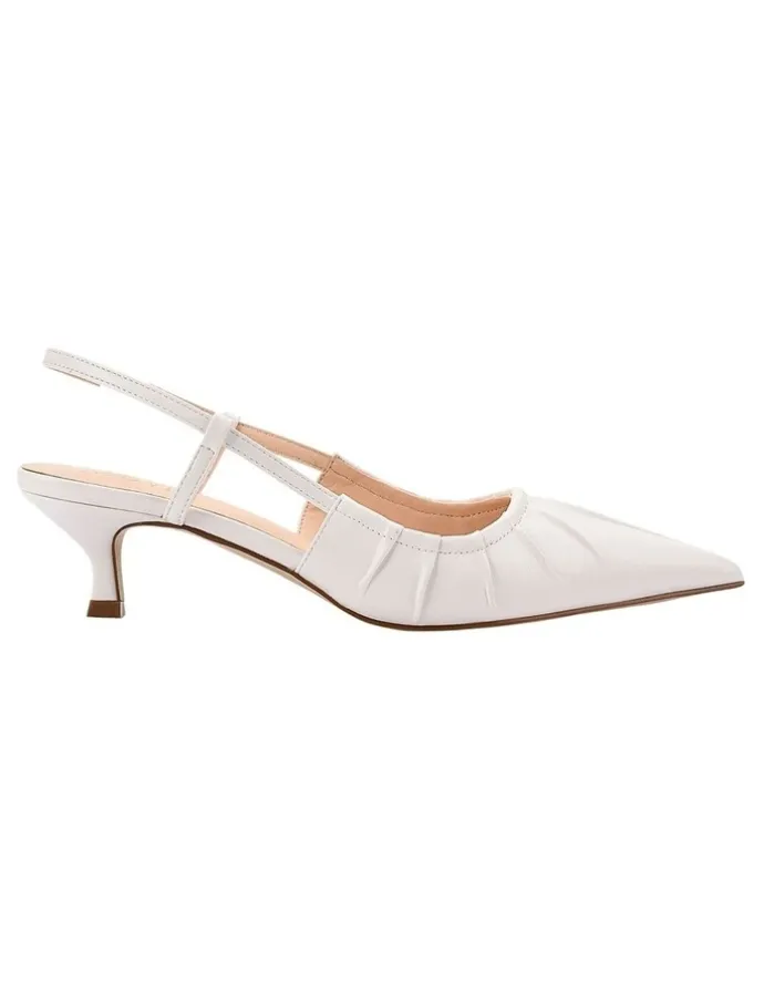 Verali Lucius Slingback Kitten Heels in Chalk White
