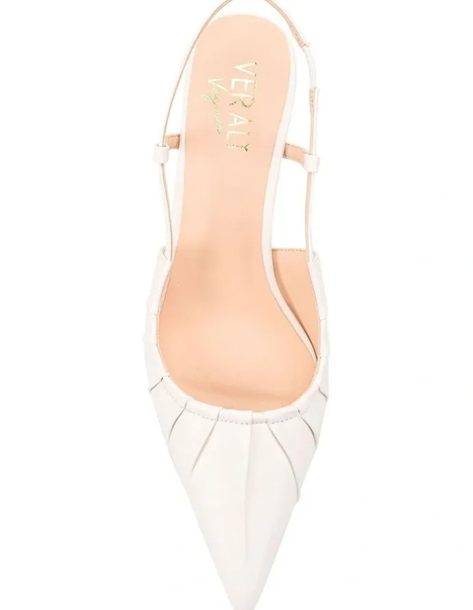 Verali Lucius Slingback Kitten Heels in Chalk White