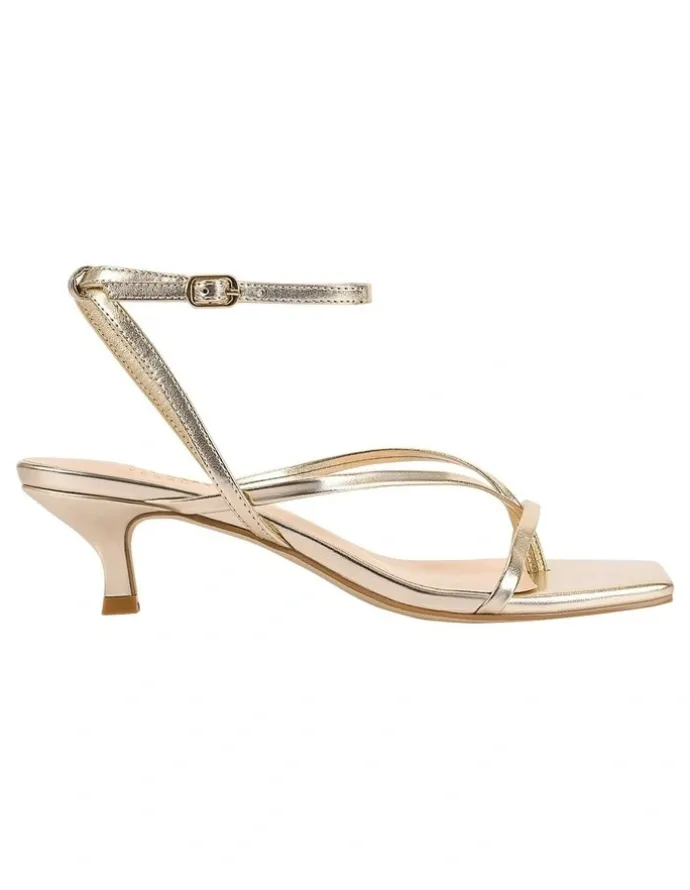 Verali Maeve Kitten Heel Sandals in Champagne Gold