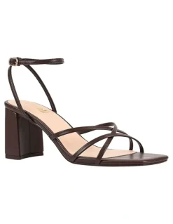 Verali Nakita Low Block Heels in Chocolate Brown