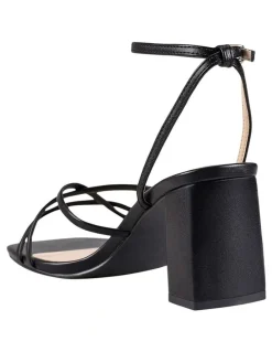Verali Nakita Low Block Heels Sandal in Black Smooth