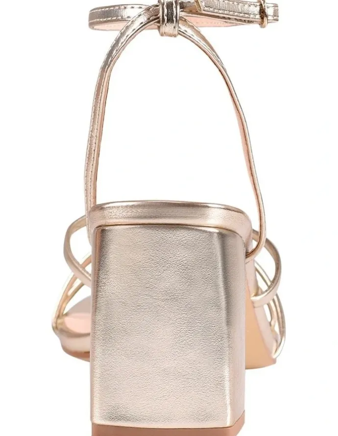 Verali Nakita Low Block Heels in Champagne