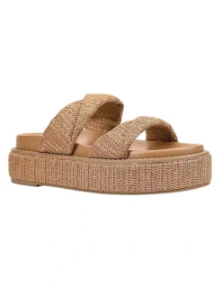 Verali Rue Flatform Slides in Tan Raffia