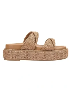 Verali Rue Flatform Slides in Tan Raffia