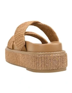 Verali Rue Flatform Slides in Tan Raffia