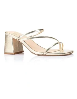 Verali Stanford Block Heel Mules in Champagne Gold