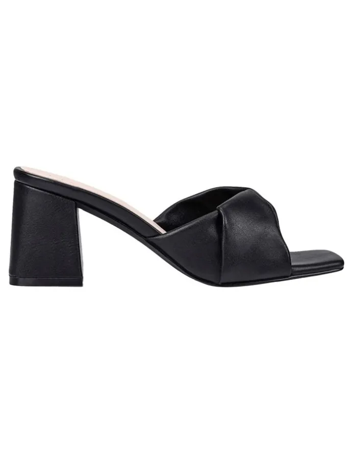 Verali Stella Block Heel Mules in Black