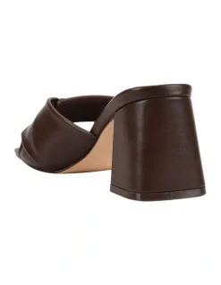 Verali Stella Block Heel Mules in Chocolate Brown