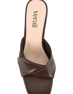 Verali Stella Block Heel Mules in Chocolate Brown