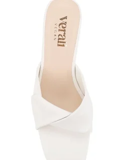 Verali Stella Block Heel Mules in Chalk White